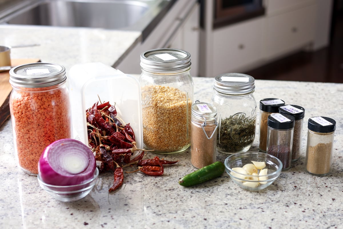dal in a jar ingredients on the counter