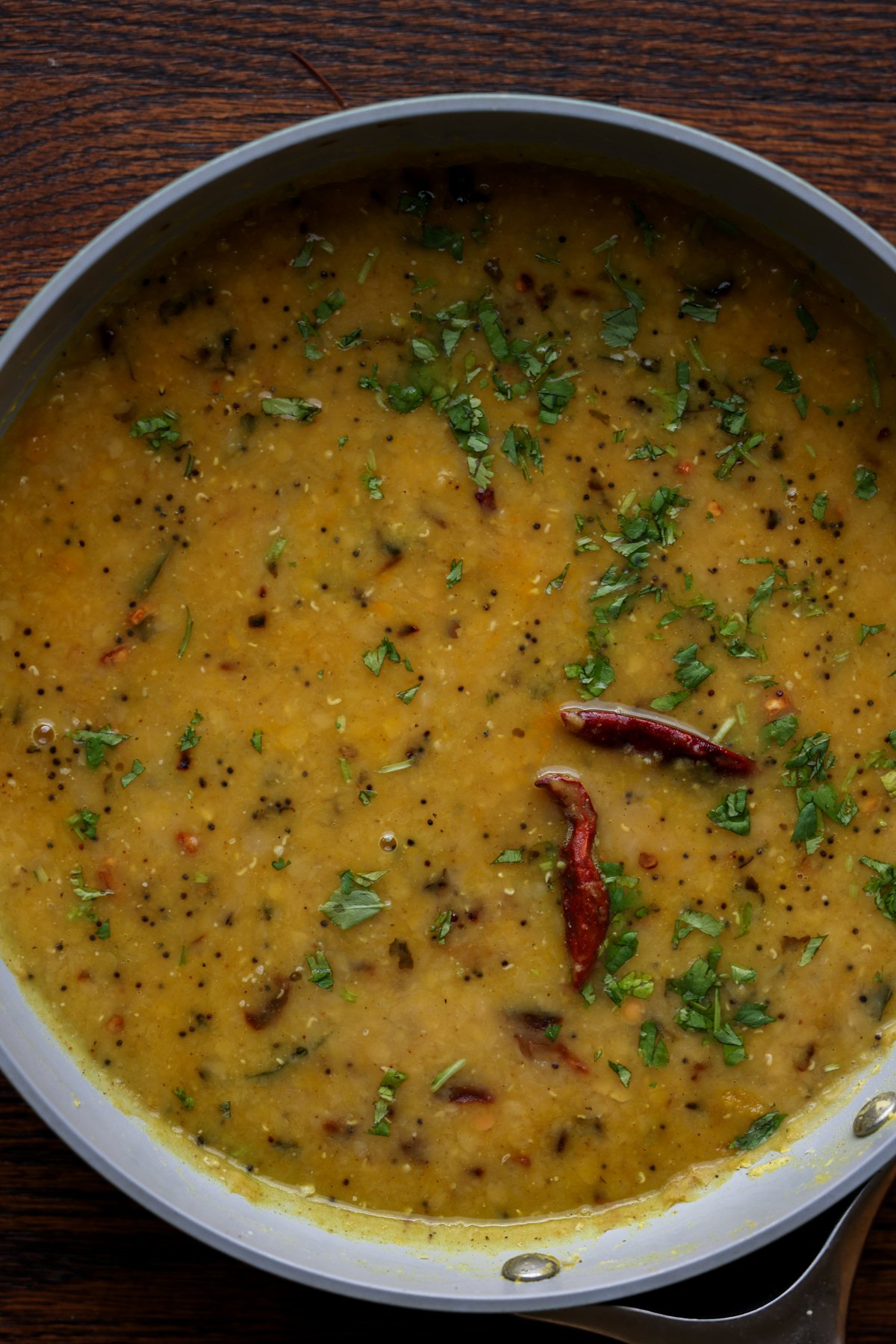 dal tadka in the pan after cooking