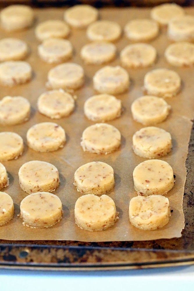 vegan sugar cookies gluten-free vegan sugar cookies lined up on a baking sheet ready to be baked