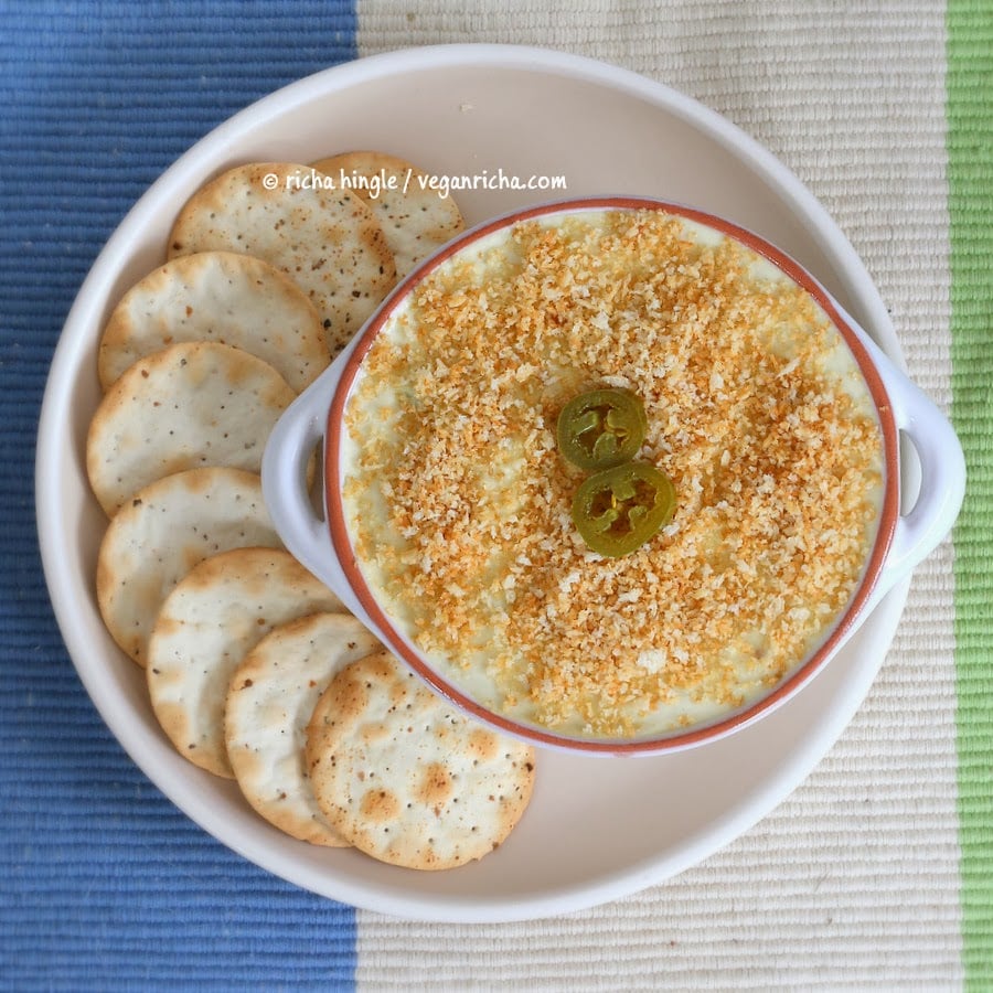 Vegan Jalapeno Popper Dip and Havarti Dip - glutenfree. Creamy cheesy Jalapeno dip. VeganRicha.com