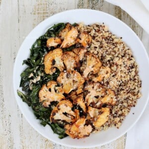 Quinoa Cauliflower Bowl with Almond Sriracha Sauce