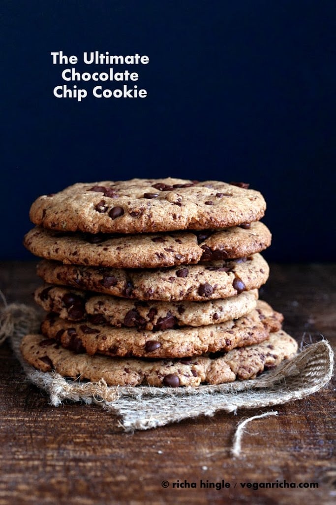 Giant Vegan Chocolate Chip Cookie | https://veganricha.com #vegan #cookie #chocolatechip