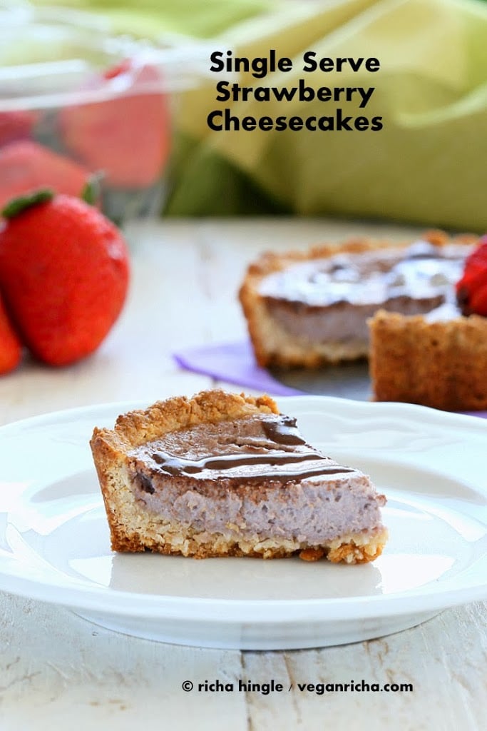 Vegan Strawberry Cheesecake Tarts for two. Gluten-free Recipe | Vegan Richa