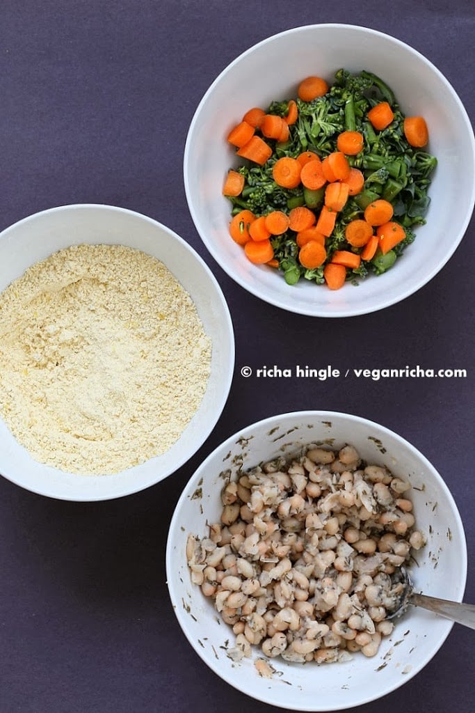 Broccolini White Bean Frittata. How to make Gluten free Soy free Vegan Frittata with Chickpea flour, beans, veggies. No Tofu | VeganRicha.com