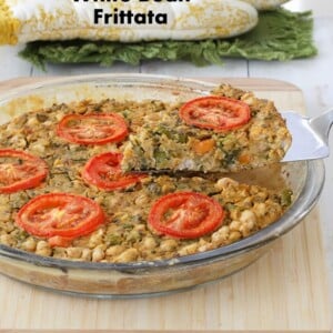 Broccolini White Bean Frittata. Gluten free Soy free Nut-free Vegan Frittata with Chickpea flour, beans, veggies. Easy, wholesome breakfast. #vegan #glutenfree #veganricha