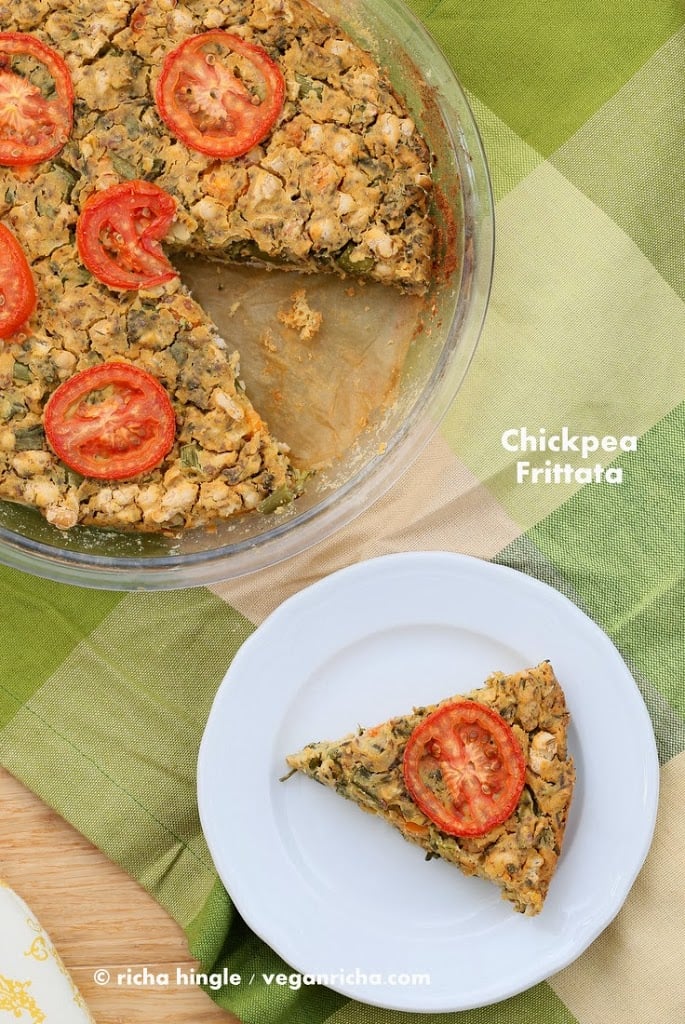 Broccolini White Bean Frittata. How to make Gluten free Soy free Vegan Frittata with Chickpea flour, beans, veggies | VeganRicha.com