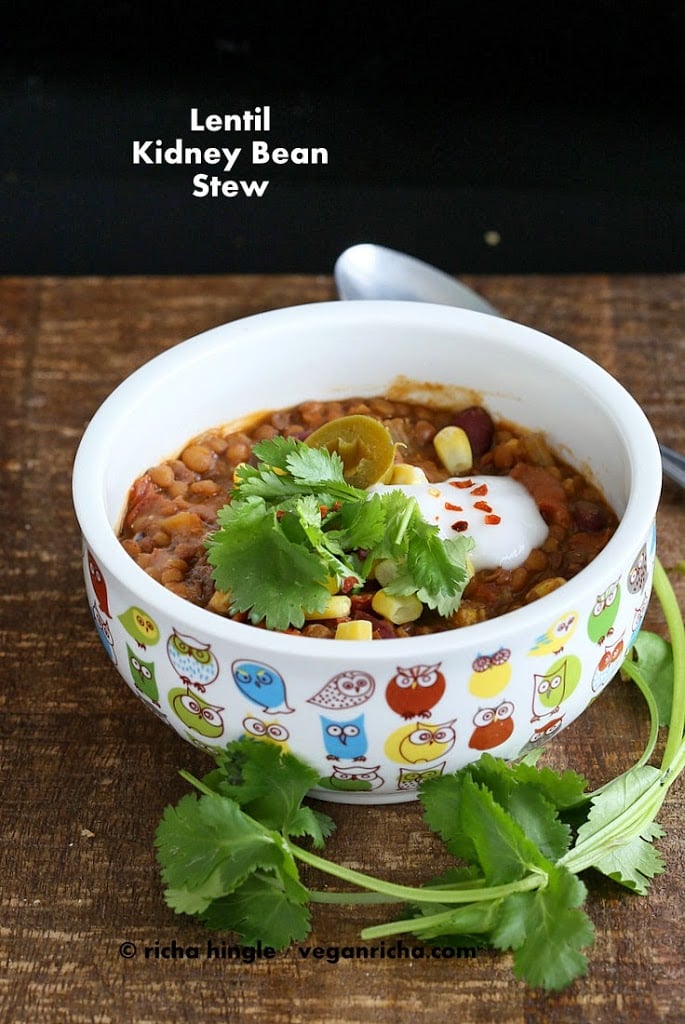 Vegan Lentil Kidney Bean Chili | Vegan Richa