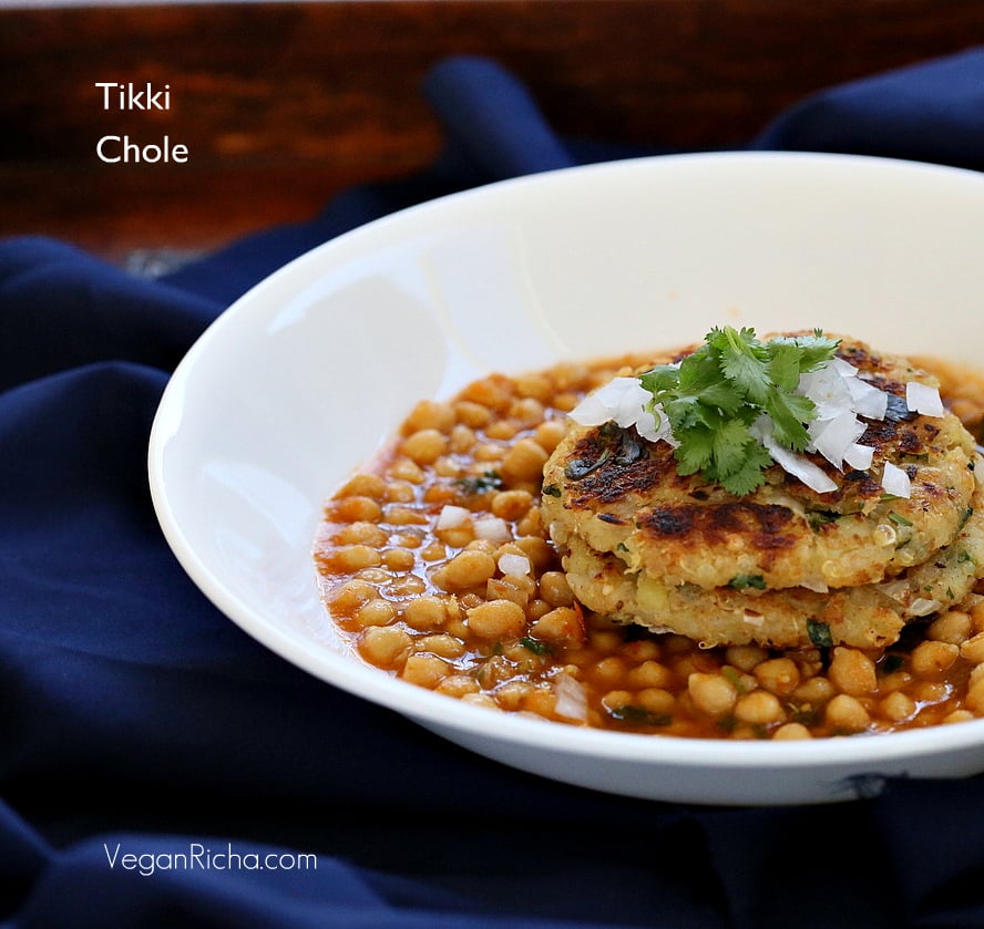 Potato Quinoa Patties with Chickpea curry - Tikki chole