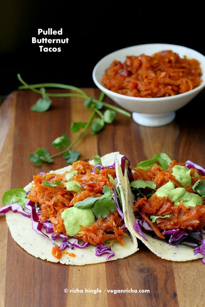Vegan Shredded Butternut Squash Tacos