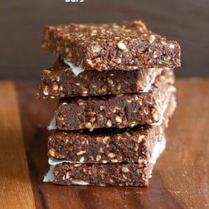 Easy Super Seed chocolate Protein Bars. Vegan gluten-free Recipe #vegan #glutenfree #veganricha