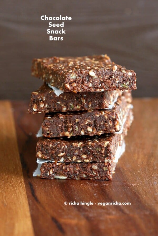 Easy Super Seed chocolate Protein Bars. Vegan gluten-free Recipe #vegan #glutenfree #veganricha
