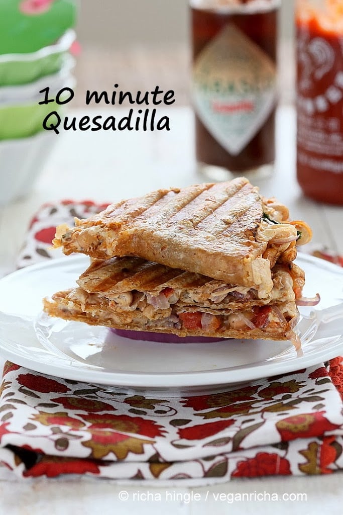 Vegan Taco Spice White Bean Pepper jack Quesadilla
