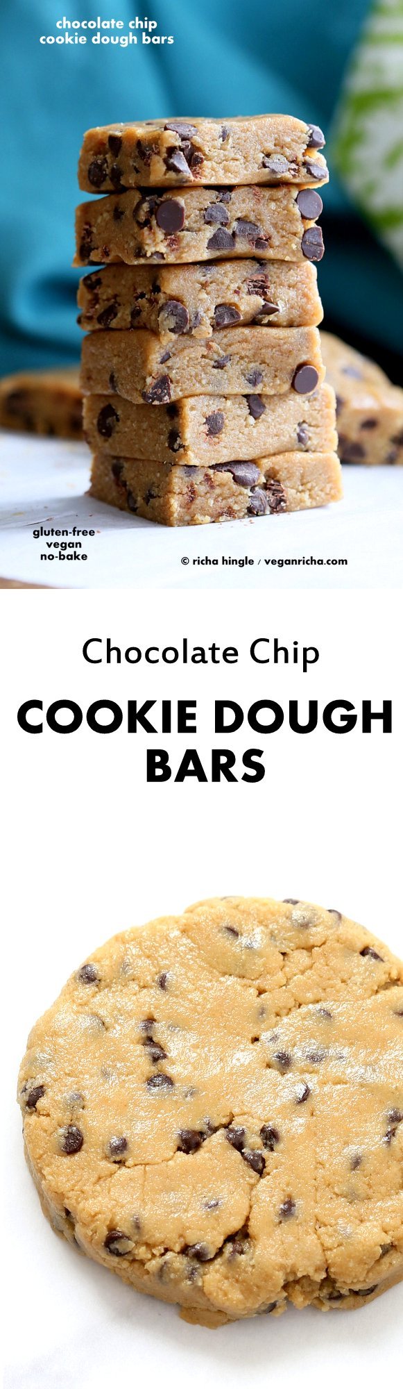 Easy Vegan Chocolate Chip Cookie Dough Bars. Gluten-free | VeganRicha.com