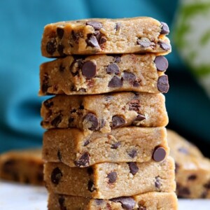 This Vegan Chocolate Chip Cookie Dough is so good, you will want to make a triple batch. Gluten-free with Oat and almond flour and a lot of chocolate chips. #glutenfree #veganricha #vegan