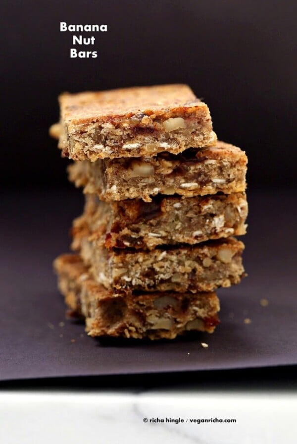 Stack of banana nut snack bars