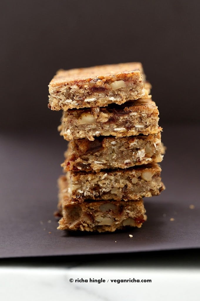 Stack of banana nut snack bars