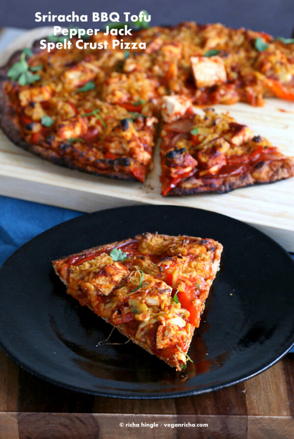 Vegan BBQ Tofu Pepper Jack Cheese Pizza