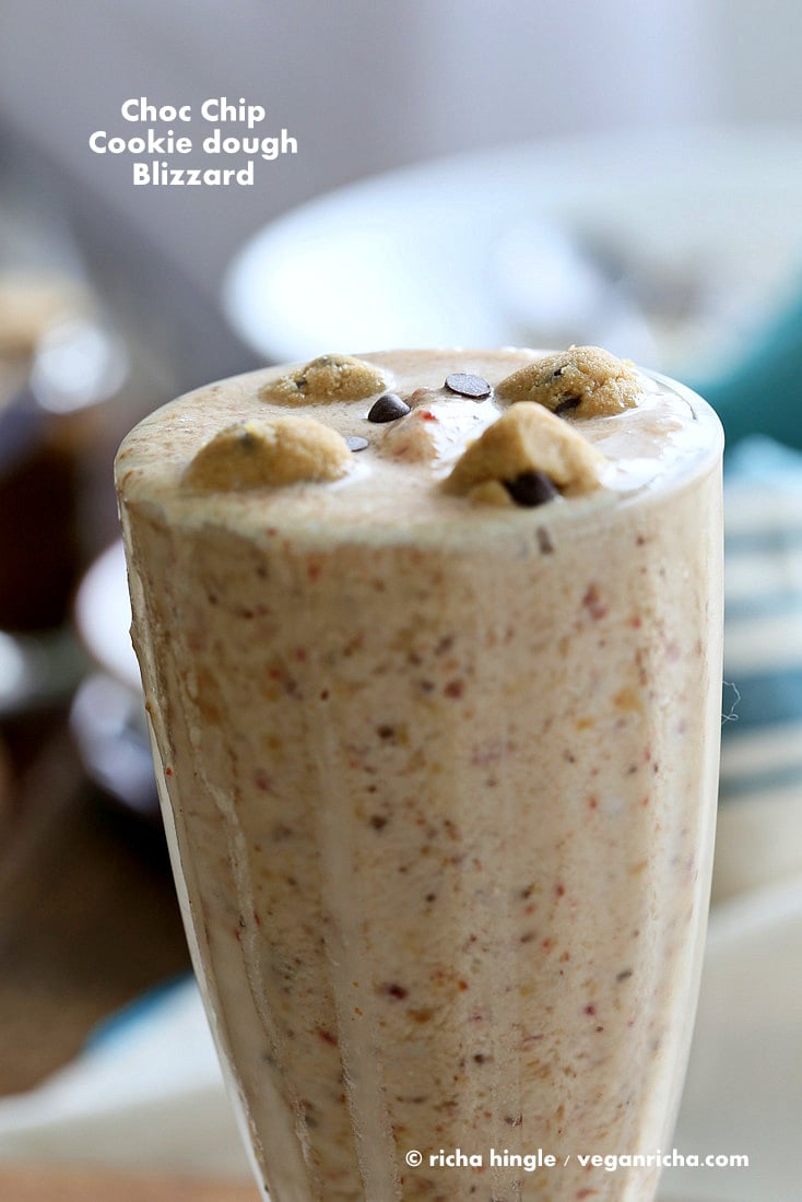 Vegan Chocolate Chip cookie Dough Blizzard | Vegan Richa