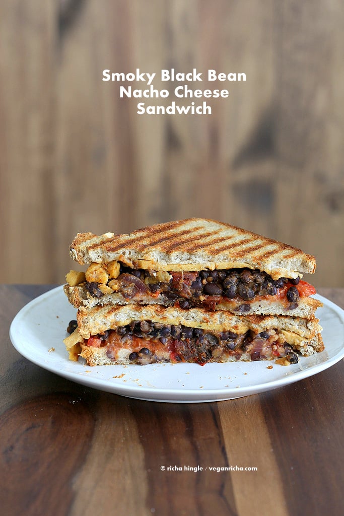 Smoky Black Bean Nacho cheese Sandwich | Vegan Richa