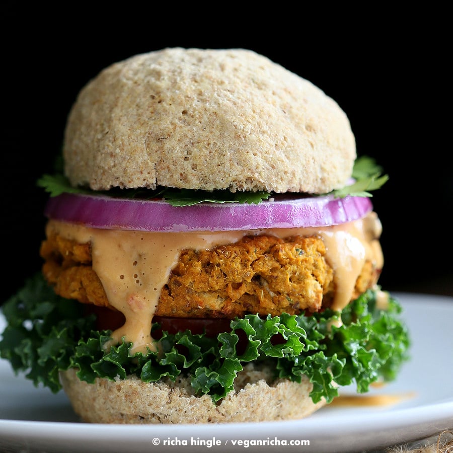 Sweet Potato Peanut Burgers | Vegan Richa