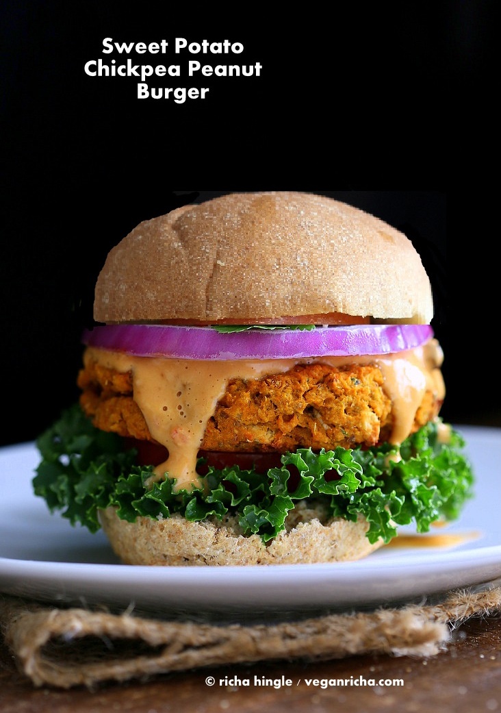 Sweet Potato Chickpea Burger | VeganRicha.com