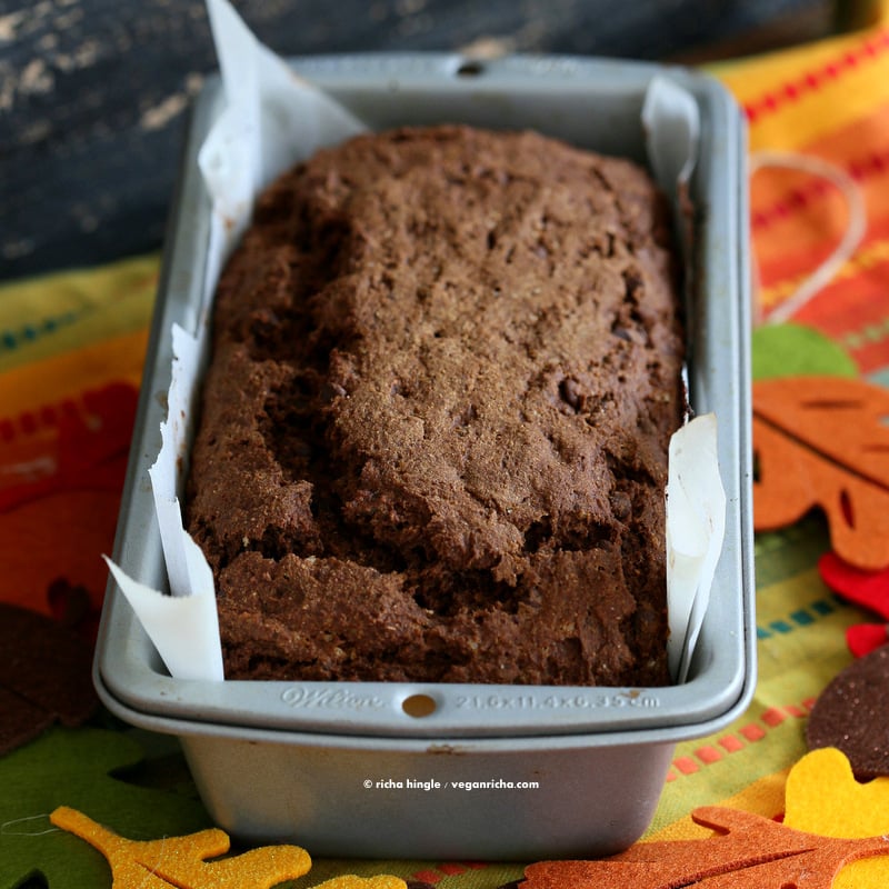 Vegan Chocolate Pumpkin Cake Mix is a perfect gift in a jar. Just add pumpkin & non dairy milk and bake. Spiced, Moist, delicious. One Bowl Pumpkin Chocolate Bread or Cake. | Vegan Richa