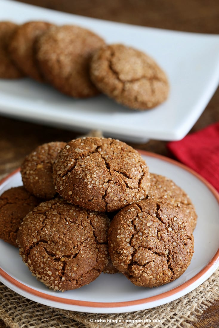 Gluten free Ginger Molasses Crinkle Cookies | Vegan Richa