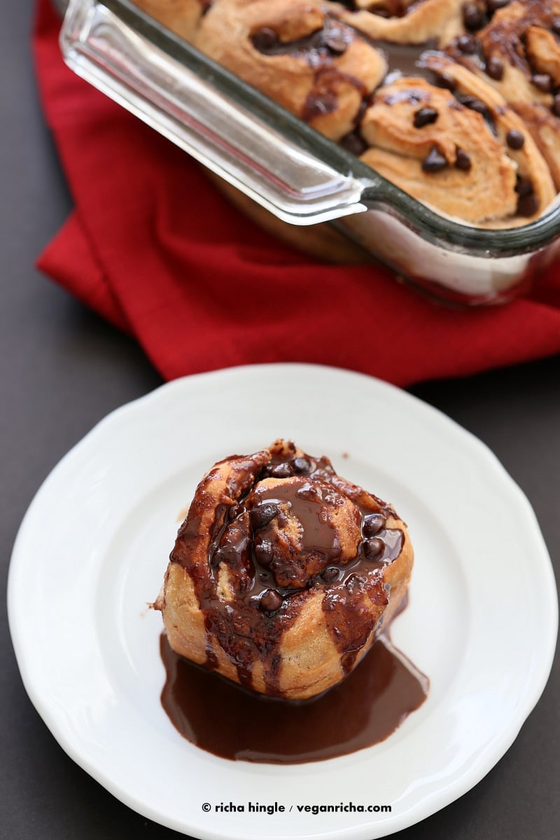 Strawberry Chocolate Cinnamon Rolls | Vegan Richa