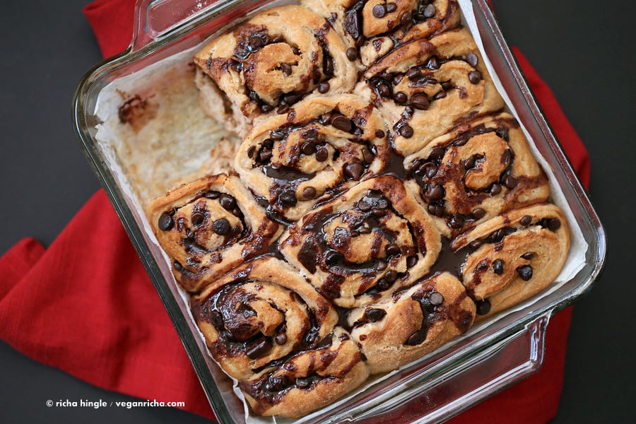 Strawberry Chocolate Cinnamon Rolls | Vegan Richa