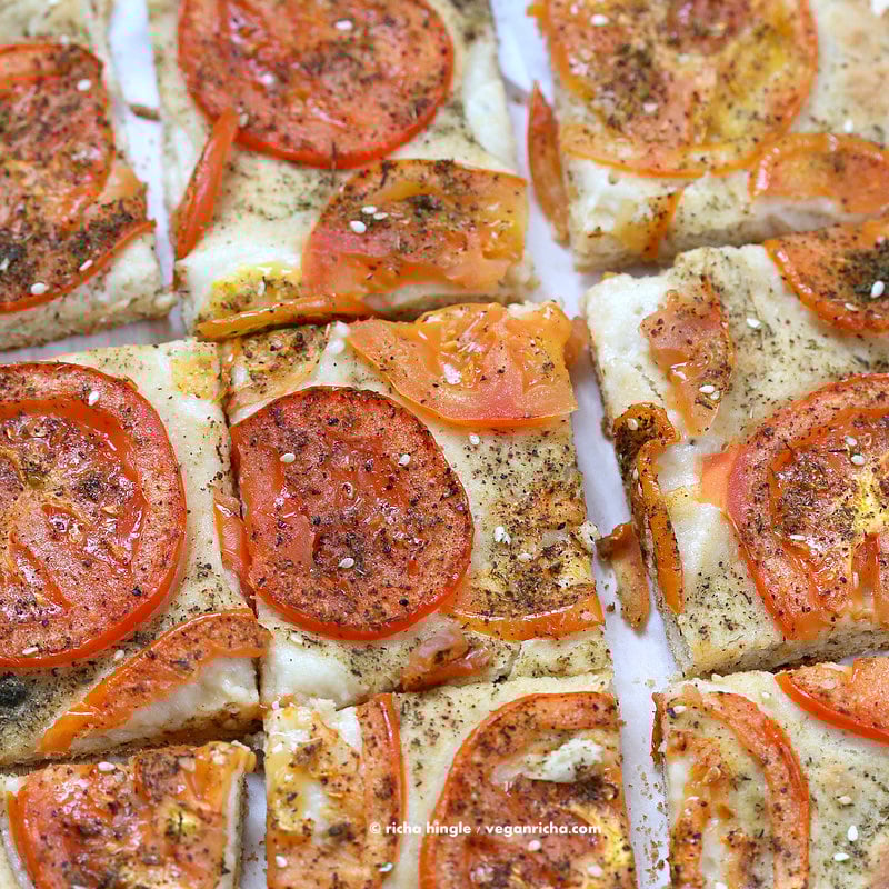 Tomato Zatar Flatbread | Vegan Richa