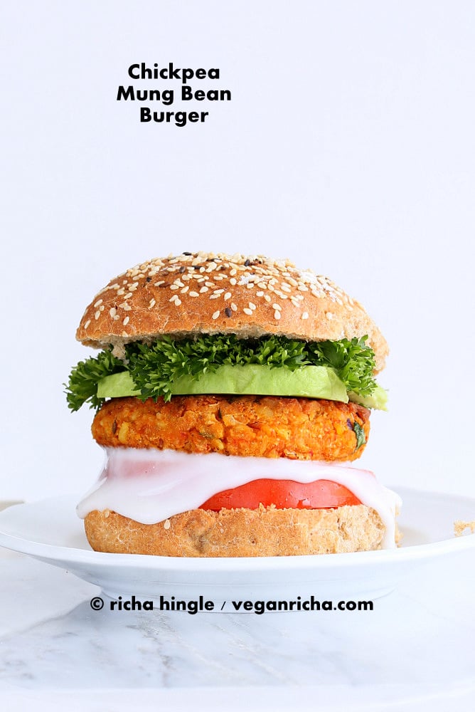 Spicy Chickpea Lentil Burger | Vegan Richa