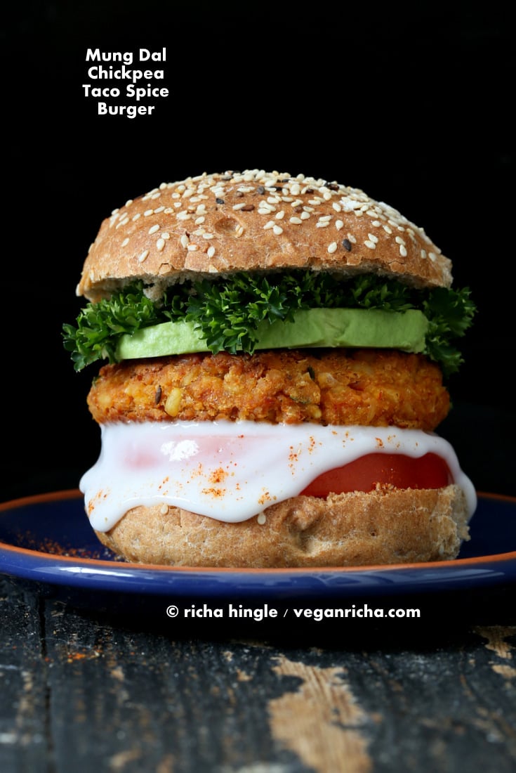 Spicy Chickpea Lentil Burger | Vegan Richa