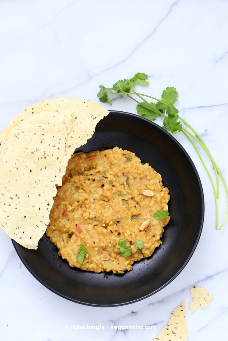 Bisi Bele Bath - Split Pea Brown Rice Soup | Vegan Richa