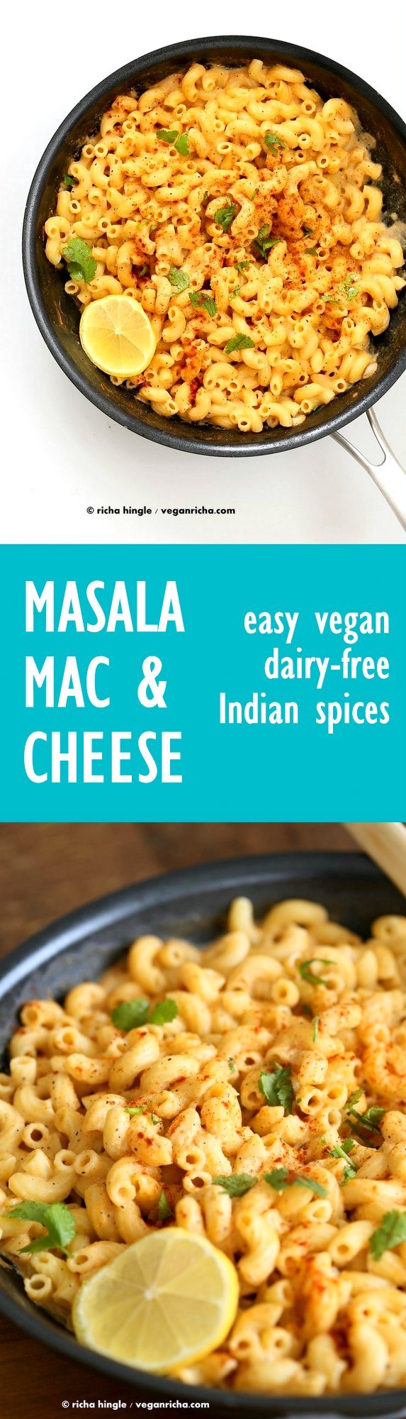 Masala Mac and Cheese | VeganRicha.com Garam masala spice blend, cumin, fennel, cayenne, nigella and fenugreek seeds in this Indian Spiced cheese sauce. #Vegan #Recipe. Can be gluten-free