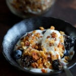 bowl of yogurt topped with red lentil granola