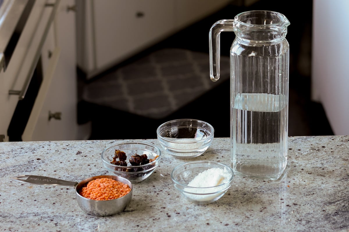 red lentil granola ingredients on the table