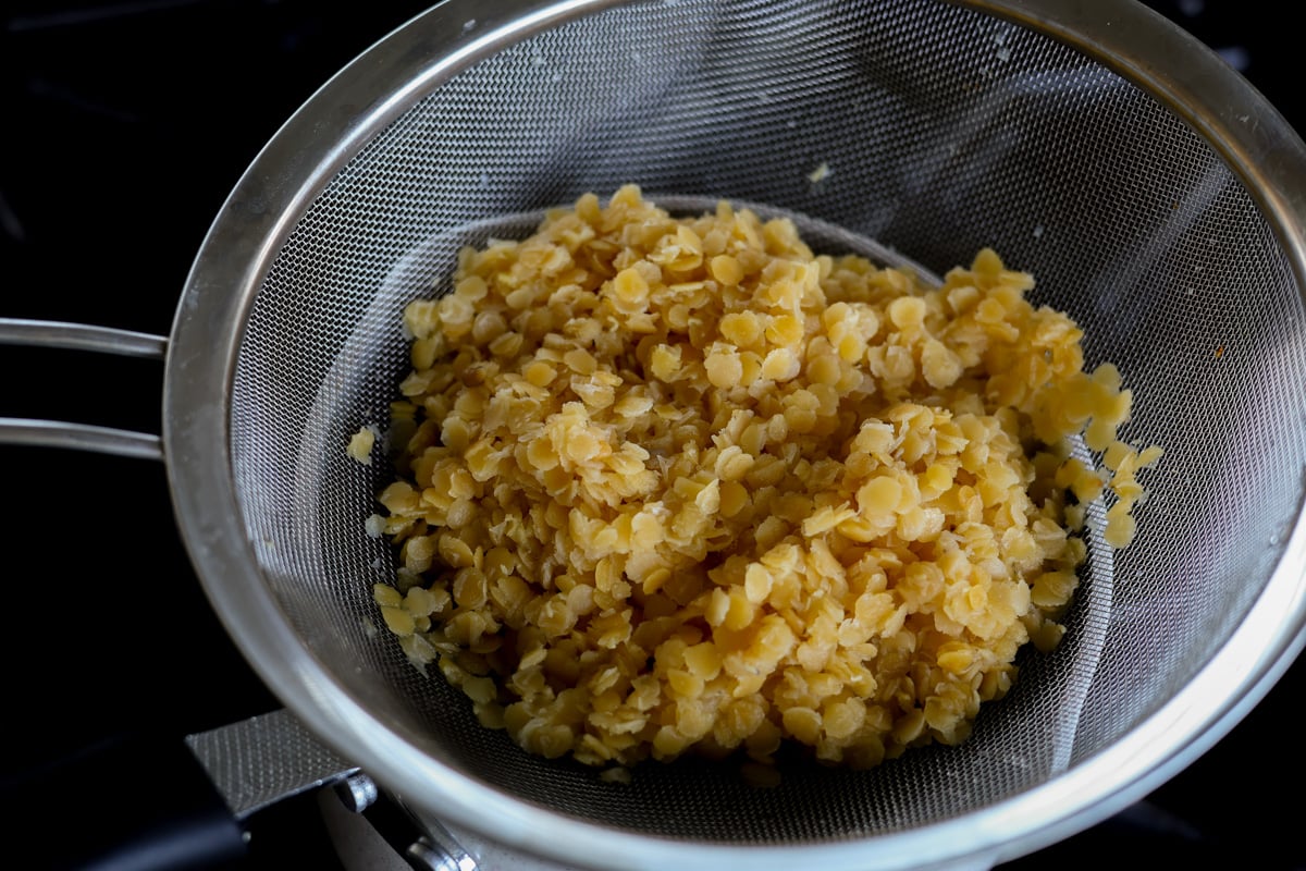 drained, cooked red lentils