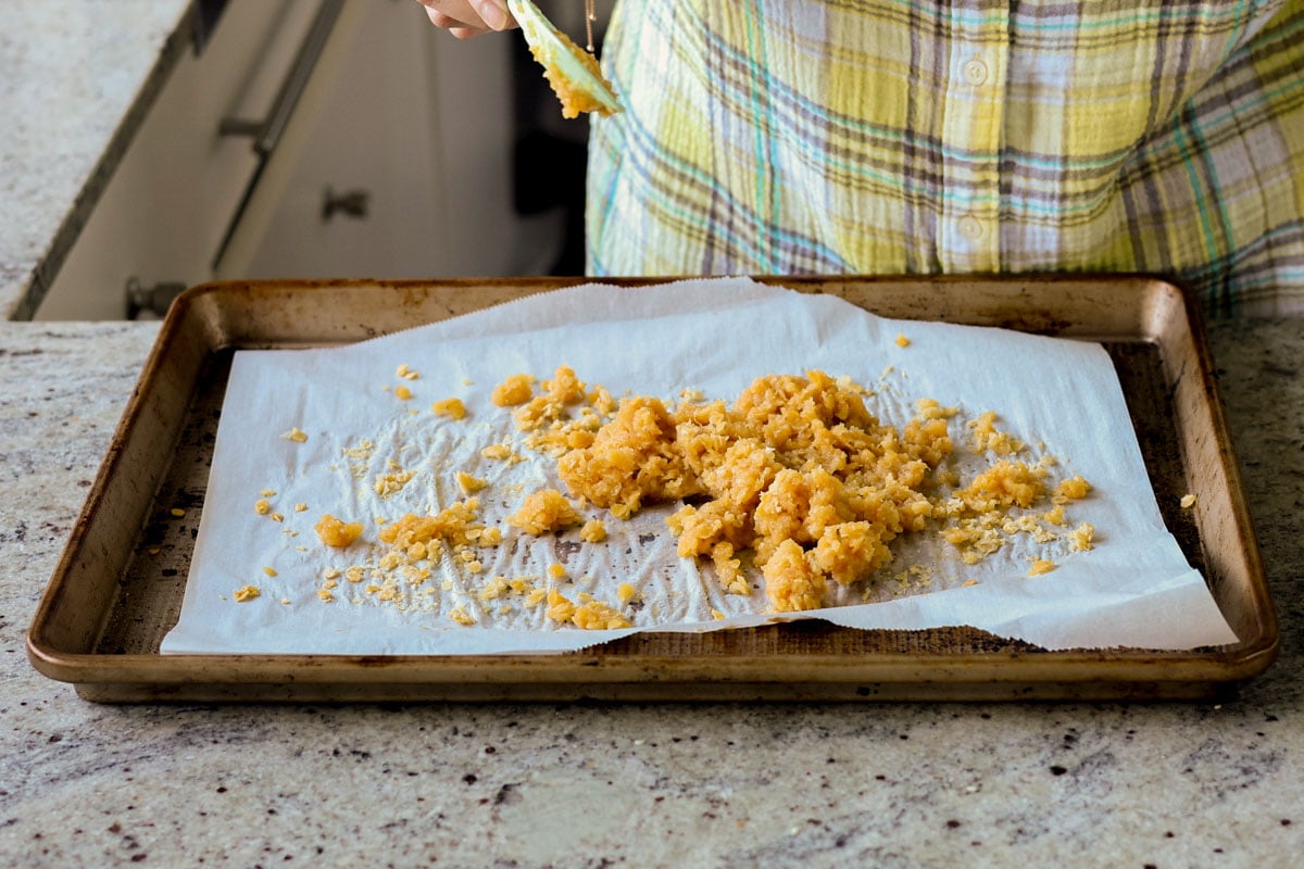 red lentils mixed with maple syrup mixture