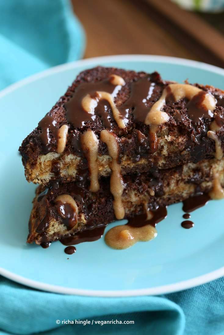 PB Date Caramel Brownie French Toast | Vegan Richa