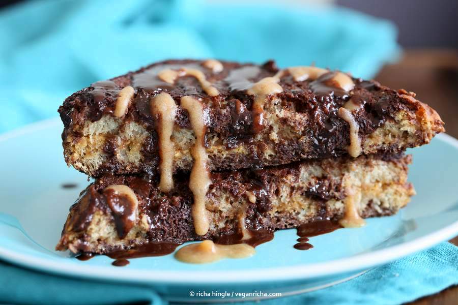 PB Date Caramel Brownie French Toast | Vegan Richa
