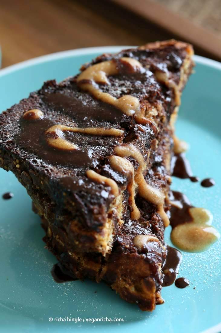 Peanut butter Date Caramel Brownie French Toast | Vegan Richa