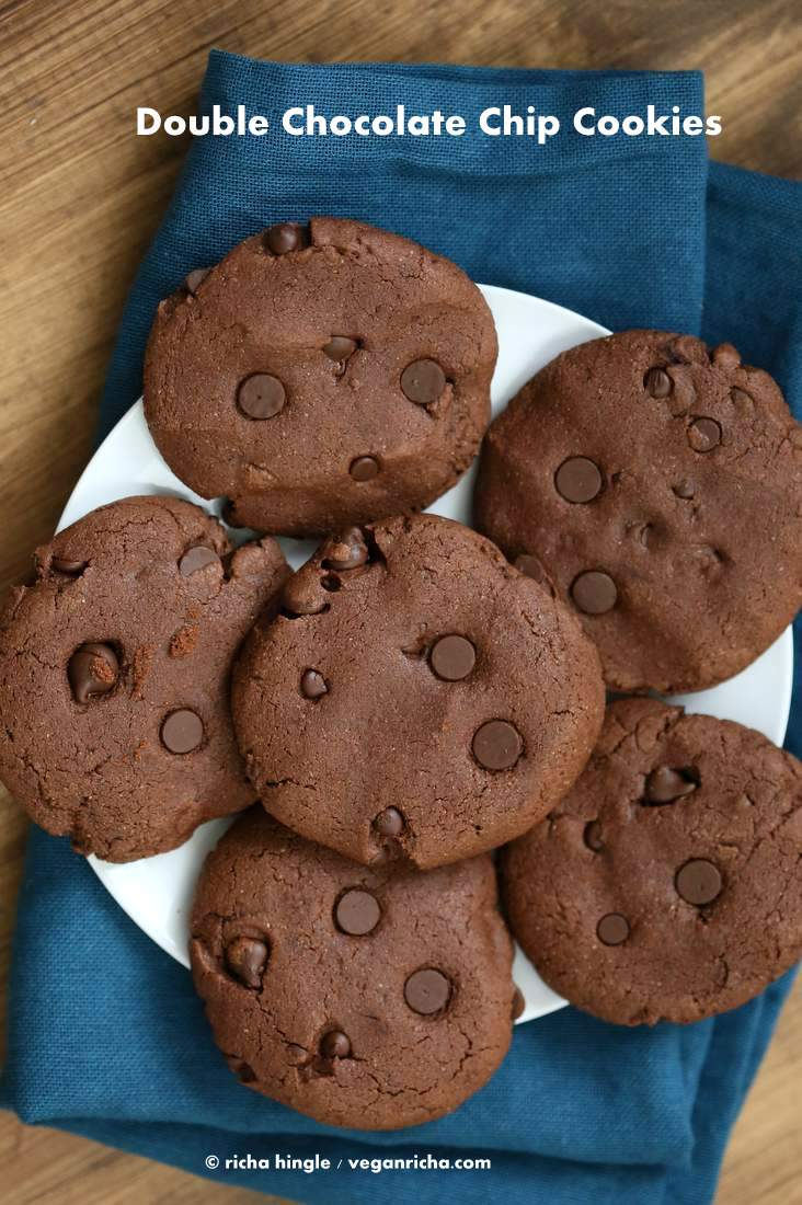 Vegan Double Chocolate Chip Cookies | Vegan Richa