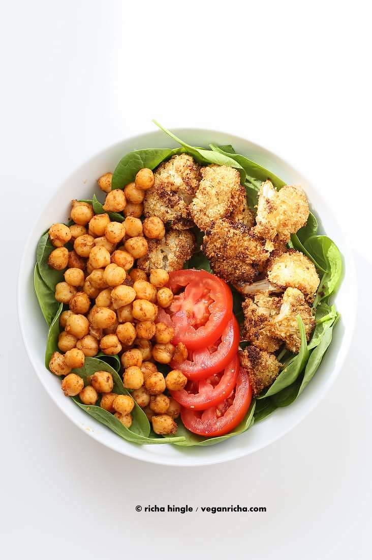 Moroccan Chickpea Cauliflower Bowl with Herb sauce | Vegan Richa