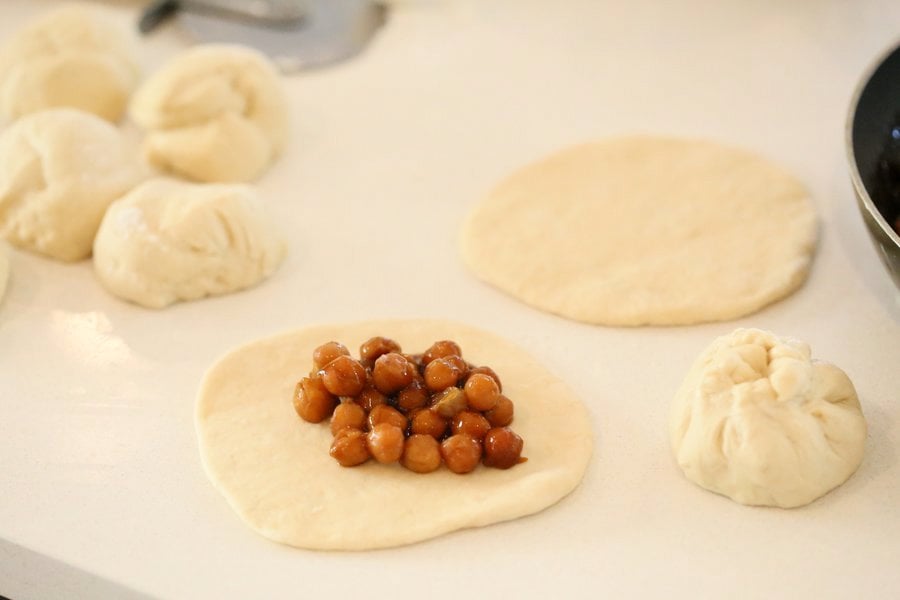 These Teriyaki Chickpeas Bao Buns are easy and perfect party food. Cook the chickpeas with the Teriyaki sauce, fill the bao, steam the buns and done. Vegan Bao Recipe | VeganRicha.com