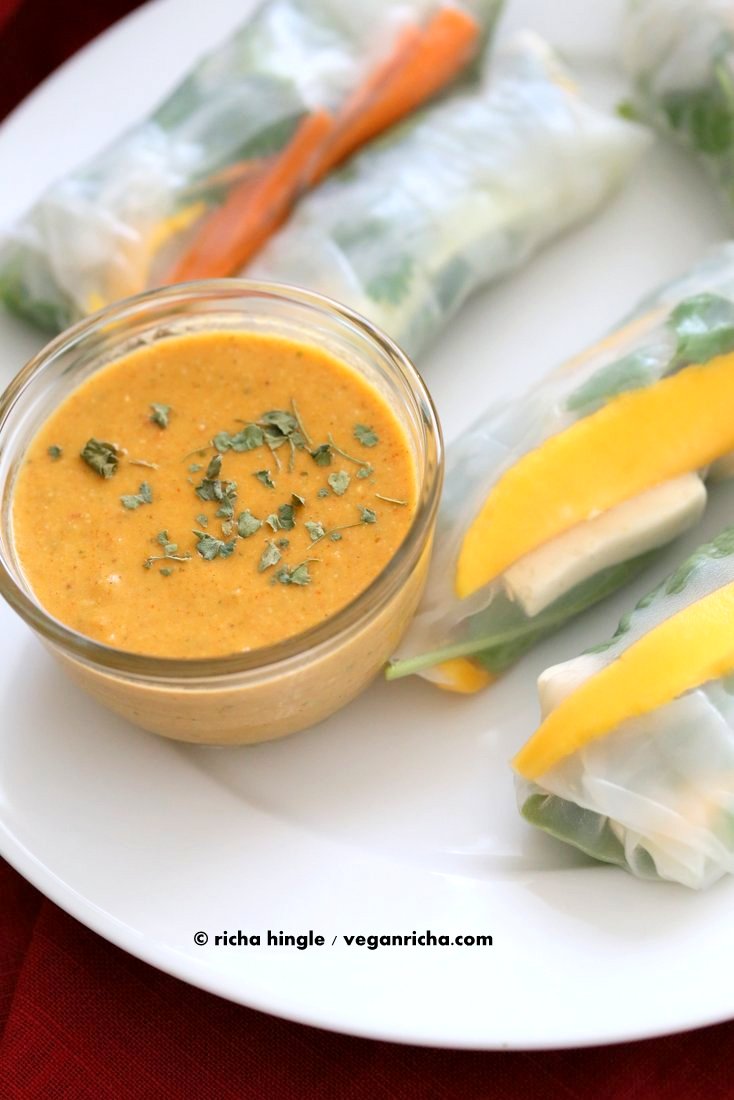 Mango Summer Rolls with Makhani dipping sauce | Vegan Richa