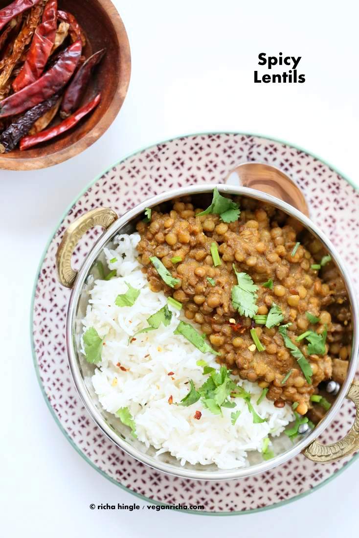 Oil free Lentil Soup - Spicy Dal | Vegan Richa