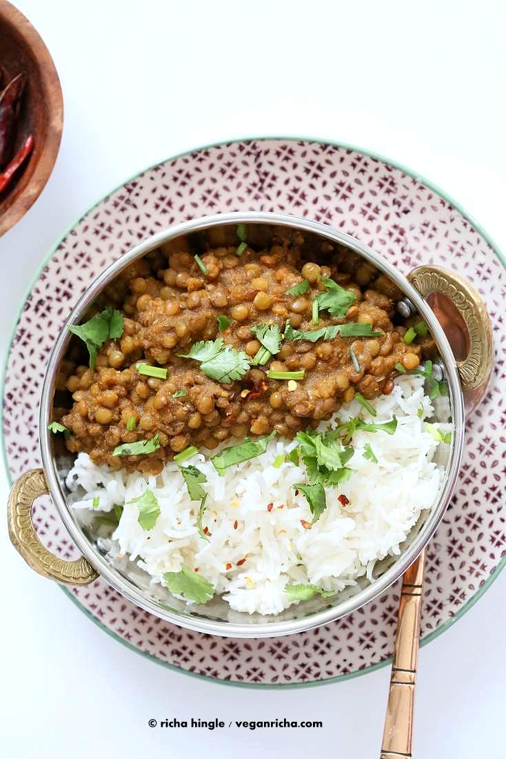 Oil free Lentil Soup - Spicy Dal | Vegan Richa