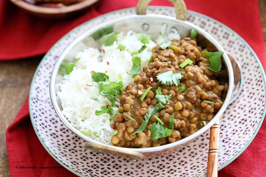 Oil free Lentil Soup - Spicy Dal | Vegan Richa