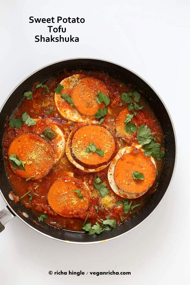 Vegan Shakshuka with Sweet potatoes and Tofu #vegan #veganricha #breakfast