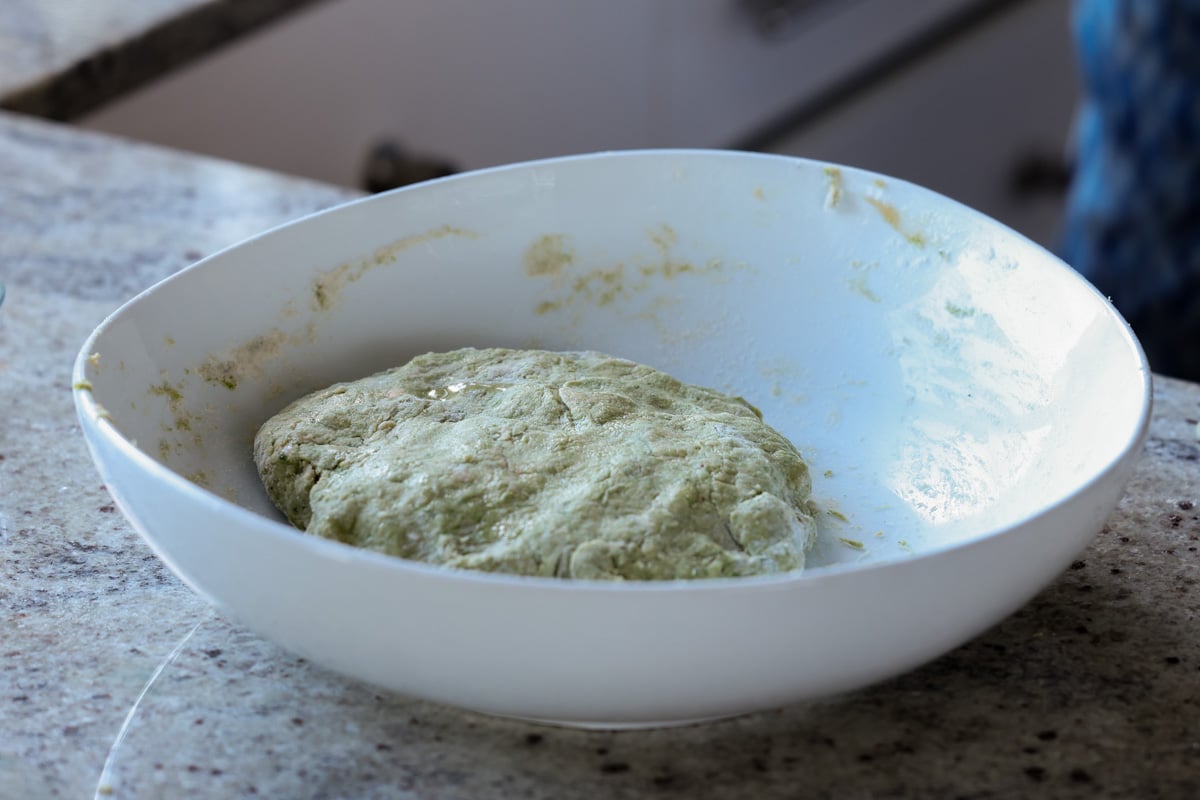 spinach paratha dough after kneading